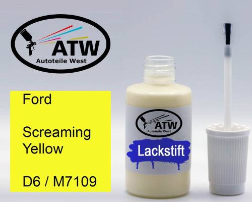 Ford, Screaming Yellow, D6 / M7109: 20ml Lackstift, von ATW Autoteile West.